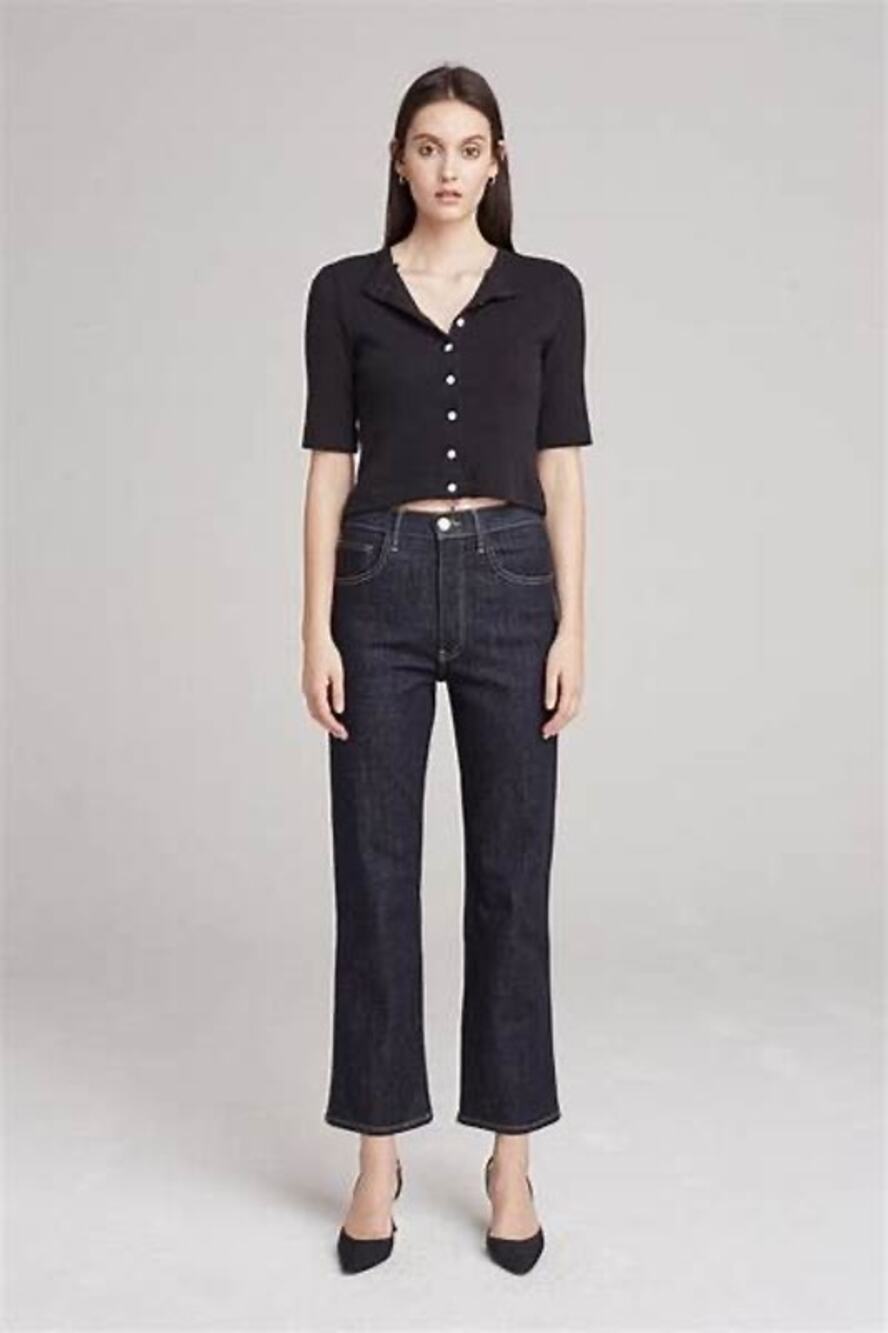 3x1 Made Here Anthropologie Joni Dark Wash High Rise Wide Leg Ankle Jean Size 25